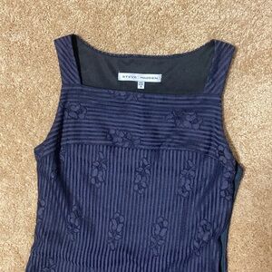 Navy Blue Lace Floral Print Steve Madden Dress